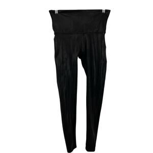 SPANX Faux Leather Leggings Black Women Size Large Skinny Pull on